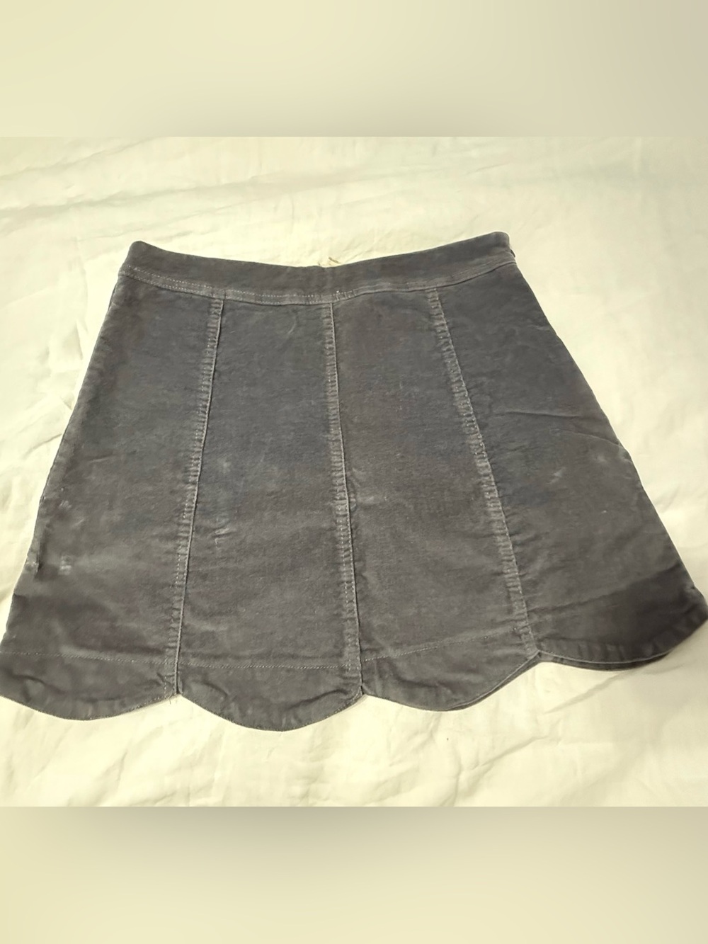 Altar'd State Women's Corduroy Scallop Mini Skirt Gray